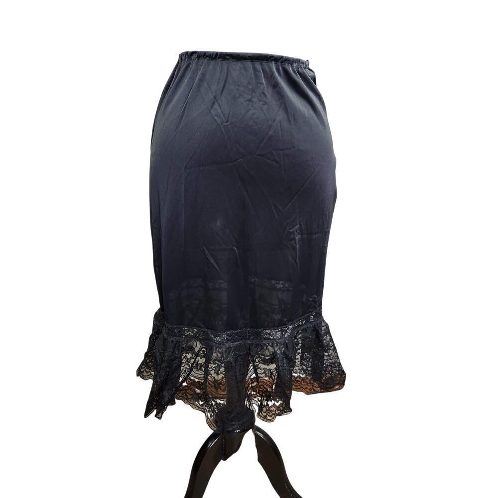Vintage Van Raalte Half Slip S Black Nylon Lace Ruffle Trim Skirt Slip Lingerie - Picture 2 of 5